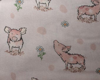 Poppy Pig Cotton Fabric: Farmyard Friends Quilting, Dressmaking Material