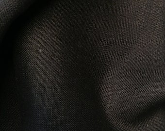 Black Linen, Dressmaking Weight, Very Black, 140cm Wide, 100% Linen