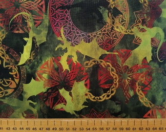 Dragon Cotton Fabric: Gothic Celtic, Quilting, Dressmaking, Craft by In the Beginning