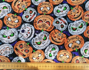 Jack o' Lantern Cotton Fabric: Gothic Halloween Pumpkins, Quilting, Dressmaking, Crafts by Timeless Treasures