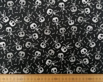 Ghoultide Greetings Skeleton Cotton Fabric by Patrick Lose - Halloween Gothic Quilting, Dressmaking