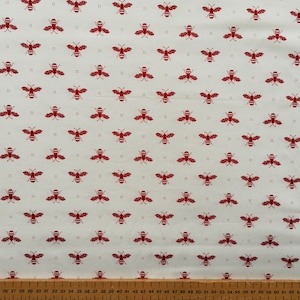 Regency Style Bees in red on white 100% Cotton, My Redwork Garden by  Moda, Quilting, Patchwork, Dressmaking, Home Decor