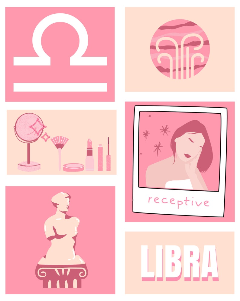 Libra Zodiac Mood Board Art Print Etsy