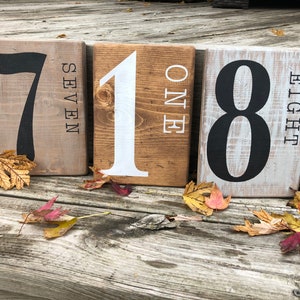 Custom Number Sign - Wood Display / House Number / Family Sign / Scrabble / Distressed / Farmhouse - Made To Order - FREE US SHIPPING