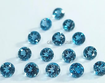 3MM, 3.50MM, 4MM, 4.50MM, 5MM Natural London Topaz Faceted Round Cut Stone, AAA London Topaz Round Cut Calibrated Loose Stone For Jewelry