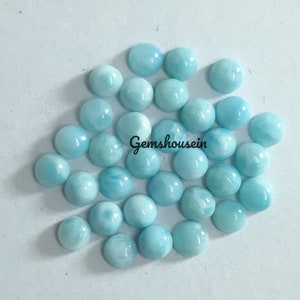 3MM, 4MM, 5MM, 6MM Natural Larimar Round Cabochon Gemstone, AAA Larimar Smooth Round flat back Cabochon Gemstone for Jewelry