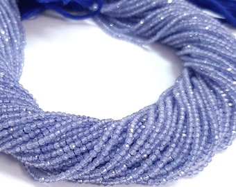Cuentas de tanzanita natural facetadas en forma de rondelle. Microcorte de tanzanita de 2-2,5 mm, hebra completa de 33 cm para joyería. Venta al por mayor.