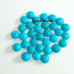 3 mm, 3,50 mm, 4 mm, 4,50 mm, 5 mm, 6 mm, pietra preziosa cabochon rotonda turchese naturale, pietra preziosa cabochon rotonda liscia turchese della Bella Addormentata AAA