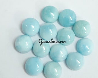 7MM, 8MM, 9MM, 10MM Natural Larimar Round Cabochon Gemstone, AAA Larimar Smooth Round flat back Cabochon Gemstone for Jewelry