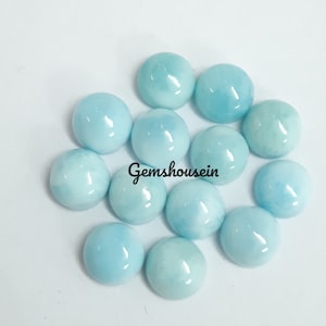 7MM, 8MM, 9MM, 10MM Natural Larimar Round Cabochon Gemstone, AAA Larimar Smooth Round flat back Cabochon Gemstone for Jewelry