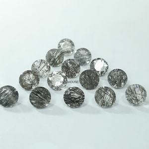 5MM, 6MM, 7MM Natural Black Rutile Faceted Round Cut Gemstone, AAA Black Rutile faceted Round Loose Calibrated Cut Gemstone For Jewelry