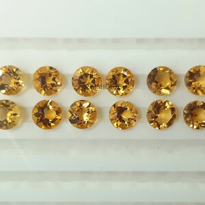 9MM, 10MM Natural Citrine faceted Round Cut Gemstone, AAA Yellow Citrine Faceted Round Cut Calibrated Size Loose Stone for Jewelry