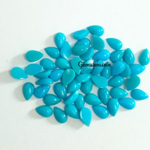 3 x 5 mm, 4 x 6 mm, 5 x 7 mm, pietra preziosa cabochon a forma di pera turchese naturale, AAA, pietra preziosa sfusa cabochon a forma di pera liscia e piatta turchese della Bella Addormentata