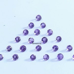 1.75MM, 2MM, 2.50MM Natural African Amethyst Faceted Round Cut Gemstone, AAA Amethyst Round Cut Faceted Calibrated loose Stone For Jewelry