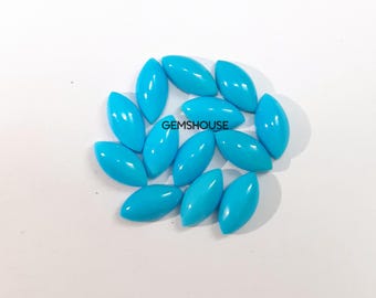 Cabochão de turquesa natural em formato marquise, tamanhos 2 x 4 mm, 2,5 x 5 mm, 3 x 6 mm e 4 x 8 mm. Turquesa Sleeping Beauty AAA em formato marquise, ideal para joias.