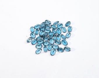 2x3MM, 3x4MM Natural London Topaz Faceted Oval Cut Gemstone, AAA Blue London Topaz Faceted Oval Cut Calibrated Size Loose Stone For Jewelry