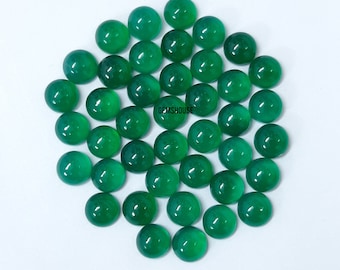 Piedra preciosa redonda de ónix verde natural de 3 mm, 4 mm, 5 mm y 6 mm, cabujón liso de ónix verde AAA para joyería.
