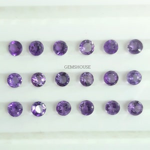 3MM, 3.50MM, 4MM, 4.50MM, 5MM Natural Amethyst Faceted Round Cut Gemstone, AAA Purple Amethyst Round Loose Calibrated Cut Sizes for Jewelry