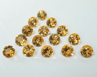 6MM, 7MM, 8MM Natural Citrine faceted Round Cut Gemstone, AAA Yellow Citrine Faceted Round Loose Calibrated Cut Stone for Jewelry