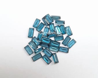 2x4MM, 2.5x5MM, 3x6MM Natural London Blue Topaz Faceted Baguette Cut Gemstone, AAA London Topaz Baguette Calibrated Cut Stone for Jewelry
