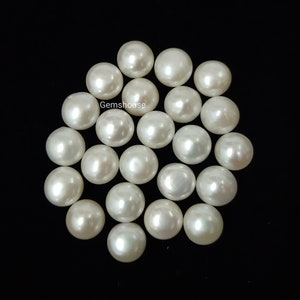 Perla d'acqua dolce naturale da 6 mm, 7 mm, 8 mm, pietra preziosa cabochon rotonda liscia di qualità AAA, perla bianca, pietra sciolta per gioielli.