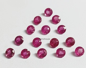 Pietra preziosa sfusa sfaccettata rotonda di rubino da 3 mm, 4 mm, 5 mm, pietra preziosa sfaccettata rotonda di rubino rosa AAA GF per gioielli, pietra preziosa sfaccettata rotonda di rubino rosso