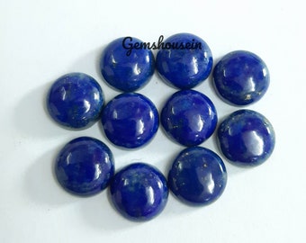 Pietra preziosa rotonda cabochon in lapislazzuli naturale da 7 mm, 8 mm, 9 mm, 10 mm, pietra cabochon sfusa rotonda liscia con retro piatto in lapislazzuli AAA per gioielli