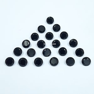 7MM, 8MM, 9MM, 10MM Natural Black Onyx Faceted Round Cut Gemstone, AAA Black Onyx Faceted Round Cut Stone for Jewelry