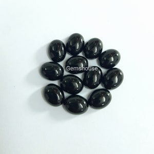 3 x 5 mm, 4 x 6 mm, 5 x 7 mm, pietra preziosa cabochon ovale di onice nero naturale, pietra cabochon piatta liscia ovale di onice nero AAA per gioielli.