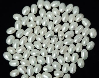 3x5MM, 4x6MM, 5x7MM Natural Fresh Water Pearl Oval Cabochon Gemstone, AAA Quality White Pearl Smooth Oval Cabochon loose Stone For Jewelry