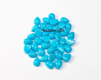 Piedra preciosa natural turquesa en forma de pera, cabujón de 2 x 3 mm, 3 x 4 mm, turquesa de la Bella Durmiente AAA, cabujón liso con parte trasera plana, piedra suelta para joyería.