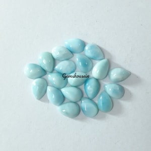 3 x 5 mm, 4 x 6 mm, 5 x 7 mm, 6 x 8 mm di pietra preziosa naturale Larimar a forma di pera, pietra preziosa AAA Larimar liscia a forma di pera con retro piatto per gioielli