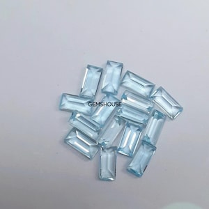 2x4MM, 2.5x5MM, 3x6MM Natural Sky Topaz Faceted Baguette Cut Gemstone, AAA Sky Topaz Baguette Loose Calibrated Cut Stone for Jewelry