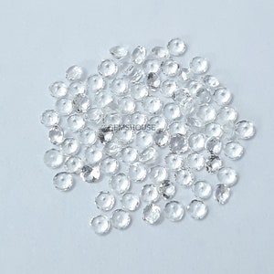 5 pcs 2MM, 2.25MM, 2.50MM, 2.75MM Natural White Topaz Faceted Round Cut Stone, AAA White Topaz Round Cut Calibrated Loose Stone For Jewelry