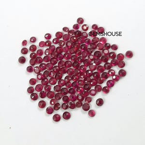 Natural Ruby Round Faceted Gemstone, 1.50mm, 1.75mm, 2mm Red Calibrated Loose Stone for Jewelry