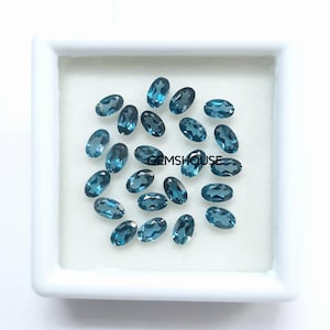 3x4MM, 3x5MM, 4x6MM Natural London Topaz Faceted Oval Cut Stone, AAA London Topaz Faceted Oval Loose Calibrated Cut Gemstone For Jewelry
