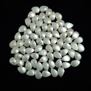 Perla d'acqua dolce naturale a forma di pera, 3 x 5 mm, 4 x 6 mm, 5 x 7 mm, pietra preziosa cabochon, perla bianca liscia di qualità AAA, pietra sciolta per gioielli.