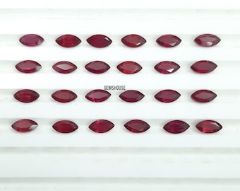 2 x 4 MM, 2,5 x 5 MM, 3 x 6 MM, 4 x 8 MM Rubino sfaccettato taglio marquise, pietra preziosa sfusa AAA Glass Field Rubino sfaccettato taglio marquise per gioielli