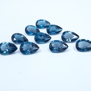 5x7MM, 6x8MM, 7x9MM Natural London Blue Topaz Faceted Pear Cut faceted Stone, AAA London Topaz Pear Loose Calibrated Cut Stone for Jewelry