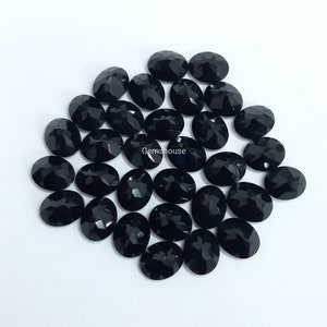 4x6MM, 5x7MM, 6x8MM Natural Black Onyx Faceted Oval Cut Gemstone, AAA Black Onyx Faceted Oval Loose Calibrated Cut Gemstone for Jewelry