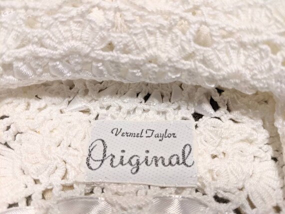 Baby Christening Bonnet Handmade White Crocheted … - image 3