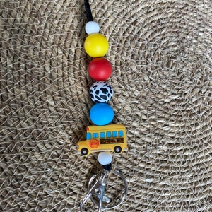 School Bus Driver Lanyard for ID Badge and Keys | Silicone Beaded Lanyard |Bus Driver Appreciation | Primary | Teacher Gift |