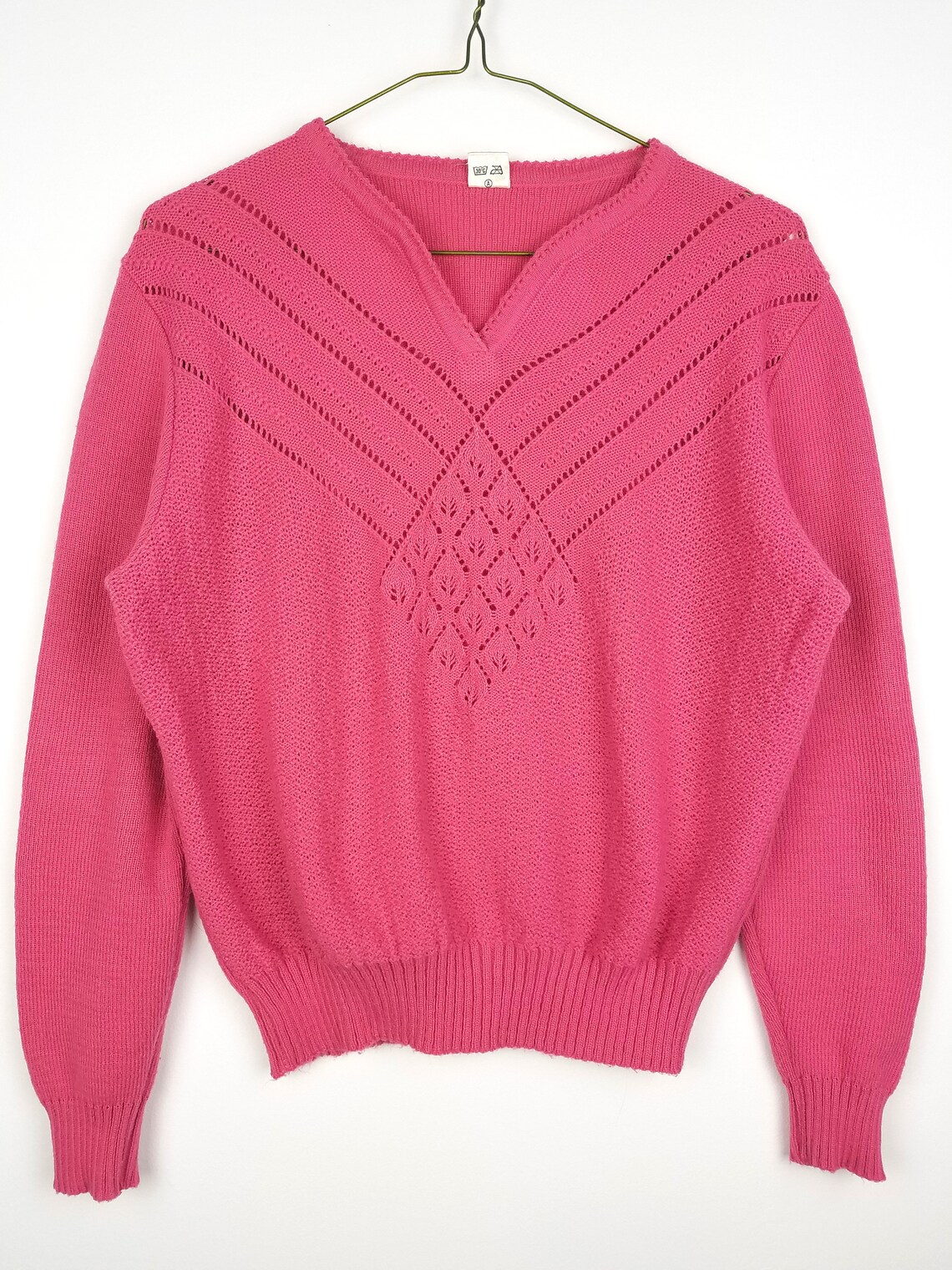 Raspberry Pink Knit Sweater Pre-1990s Vintage Size Small - Etsy