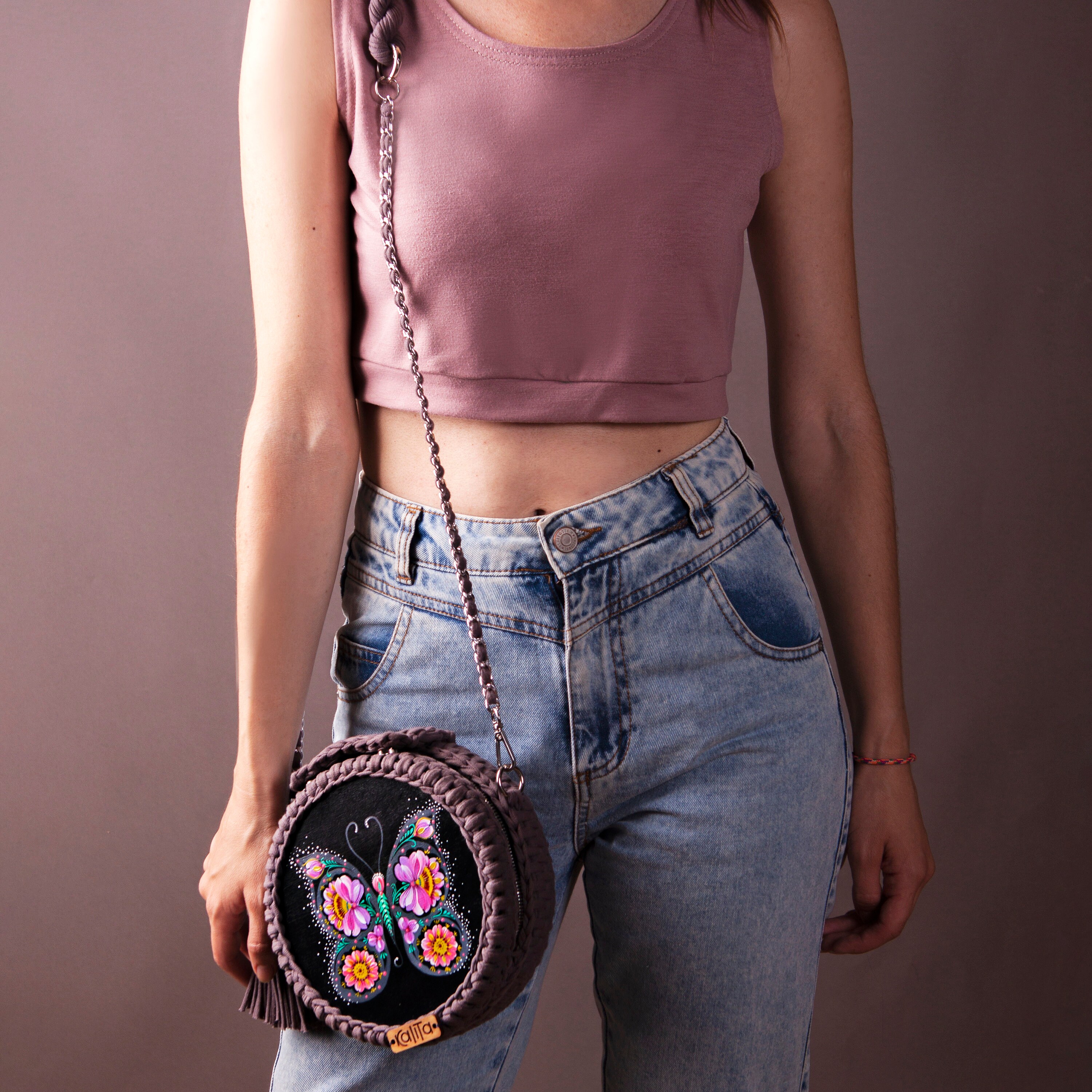Boho bag cross body black round bag for women exclusive Etsy