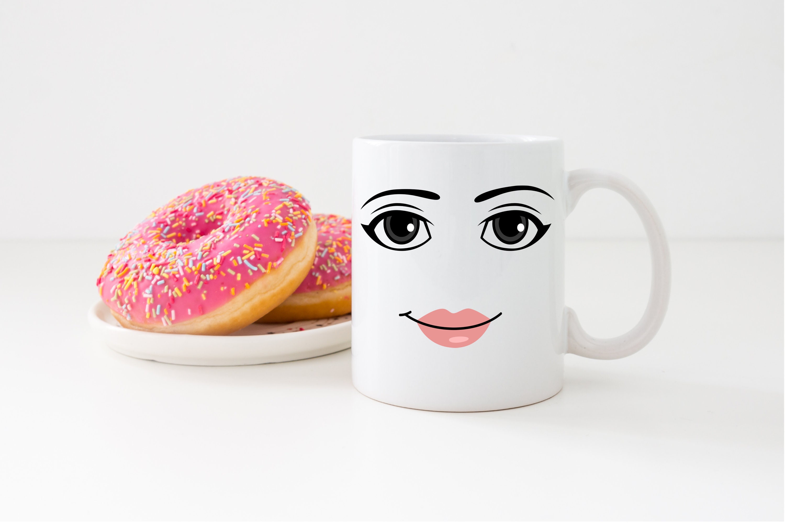 Roblox Woman Face Mug Funny Girl Cute Gamer Birthday Gift Hot Etsy - roblox off face