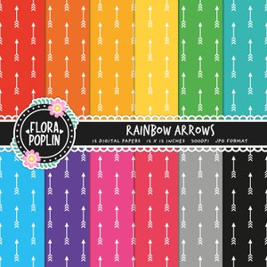 Rainbow Arrows Digital Paper, Arrow Digital Pattern, Pastel Papers, Cute Digital Paper, Scrapbook Paper, Seamless Pattern, Commercial Use