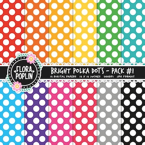 Rainbow Polka Dots Digital Paper, Grandes Puntos, Papel Retro Spotty, Patrón Digital Lindo, Patrón de Círculos, Patrón Sin Costura, Uso Comercial