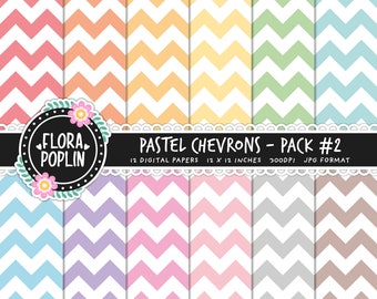 Pastell Chevron Digital Paper Pack, Chevron Muster, Zick Zack Papier, Regenbogen Hintergrund, Scrapbook Papier, geometrische, nahtlose, kommerzielle Nutzung