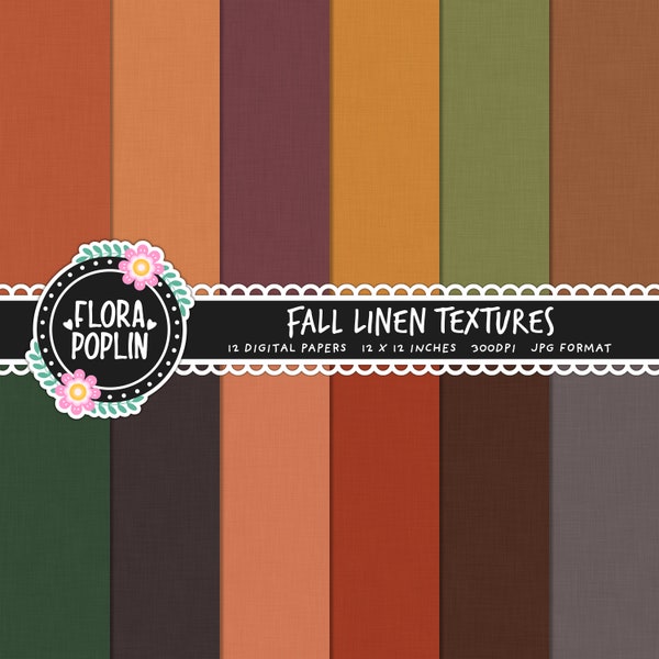 Fall Linen Texture Digital Paper, Textured Papers, Linen Fabric Digital Paper, Autumn Digital Paper, Autumn Scrapbook Paper, Commercial Use