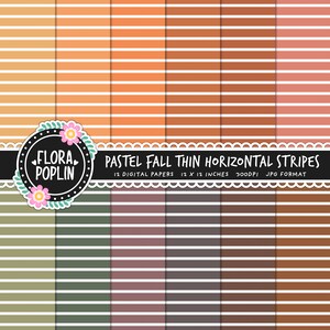 Pastel Fall Thin Horizontal Stripes Digital Paper, Autumn Stripes, Stripey Pattern, Striped Seamless Paper, Instant Download, Commercial Use